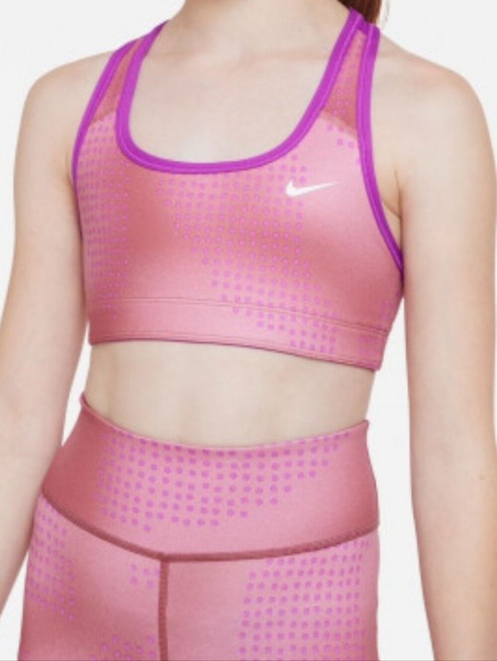Nike Kids' Pink Sports Bra - Dri-FIT Swoosh